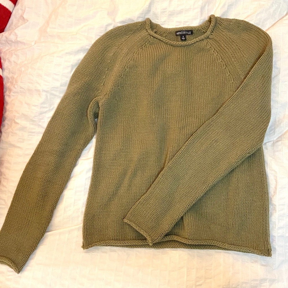 JCREW Mercantile green chunky knit sweater